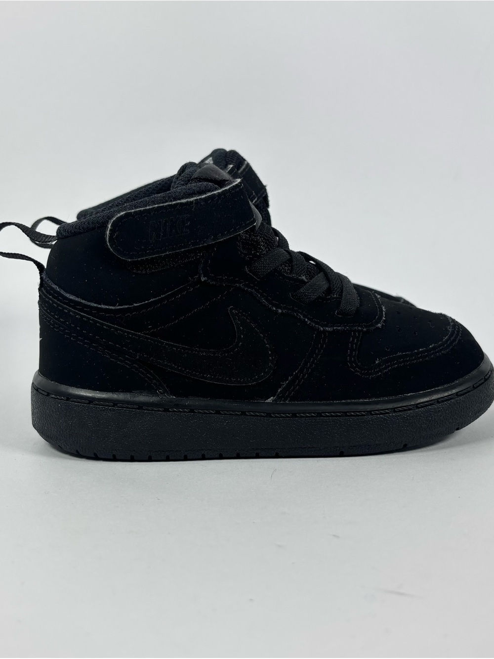 Nike Kids Black High-Top Sneaker with Hook-and-Loop Strap